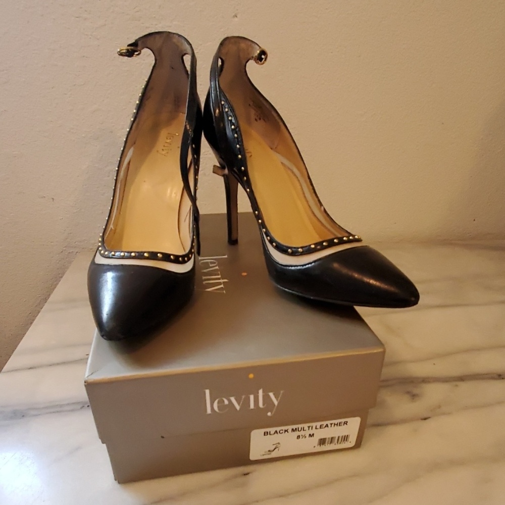 Levity Black Leather Heels
